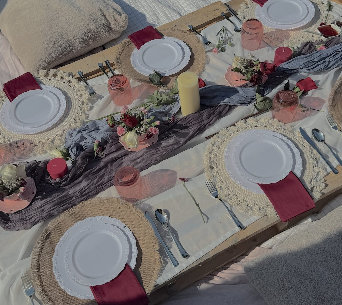 A styled outdoor table setting at one of our events